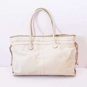 Banana Republic Cream Leather Stitch Shoulder Bag